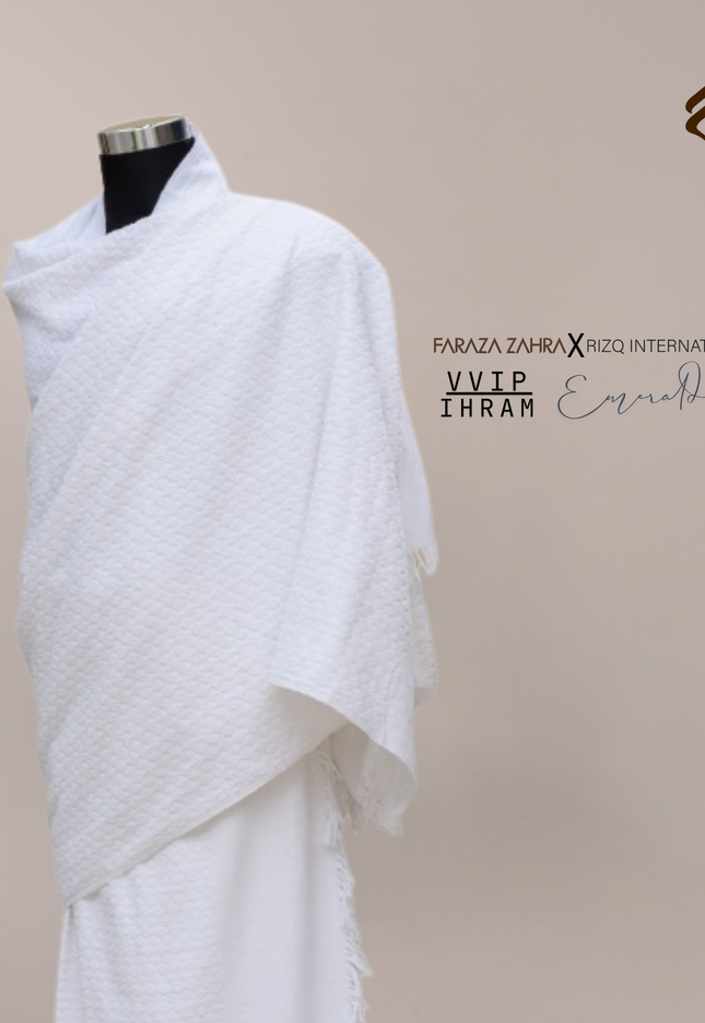 Faraza Zahra X Rizq Ihram | VIP EMERALD - Ihram Premium Anti-Bakteria untuk Haji & Umrah