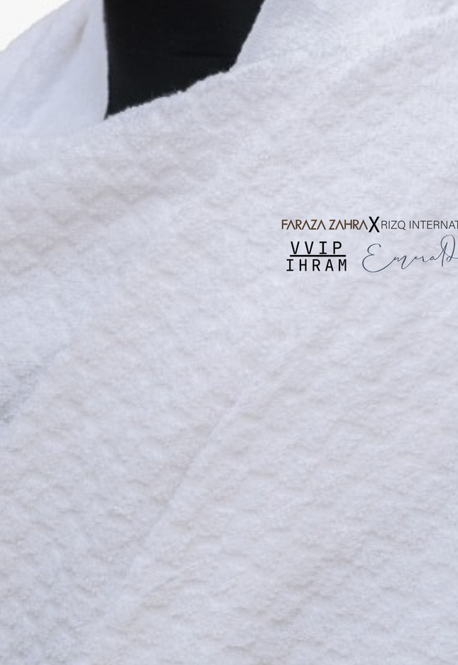 Faraza Zahra X Rizq Ihram | VIP EMERALD - Ihram Premium Anti-Bakteria untuk Haji & Umrah