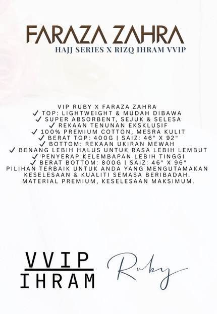 Faraza Zahra X Rizq Ihram | VIP RUBY - TOP & BOTTOM Lightweight & Selesa