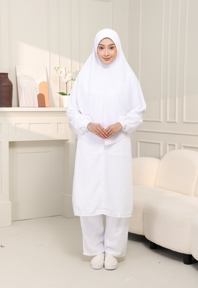 Faraza Zahra Jubah Seluar Umrah - Sulam Penuh