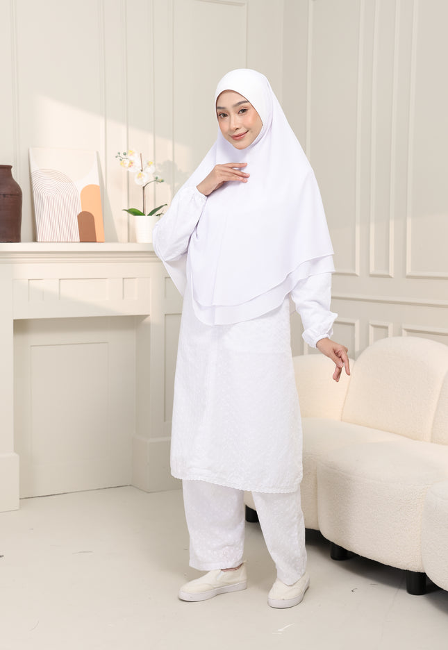Faraza Zahra Jubah Seluar Umrah - Sulam Penuh