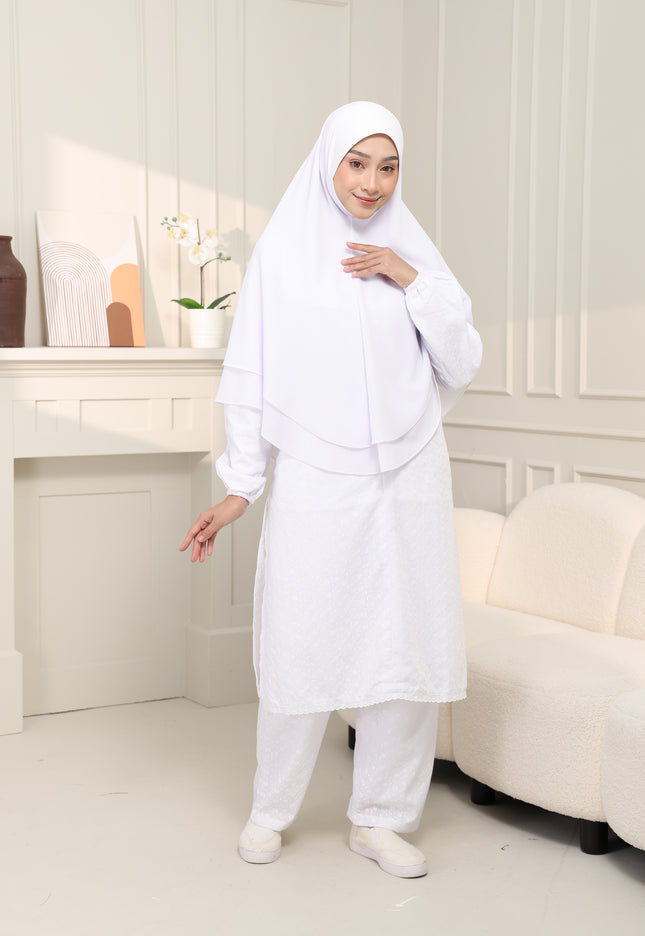 Faraza Zahra Jubah Seluar Umrah - Sulam Penuh