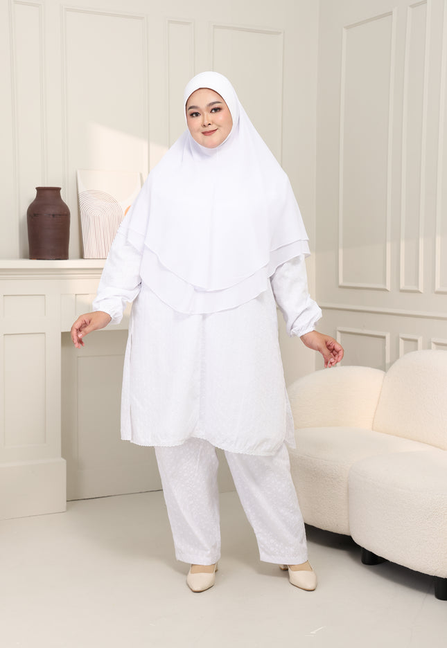 Faraza Zahra Jubah Seluar Umrah - Sulam Penuh