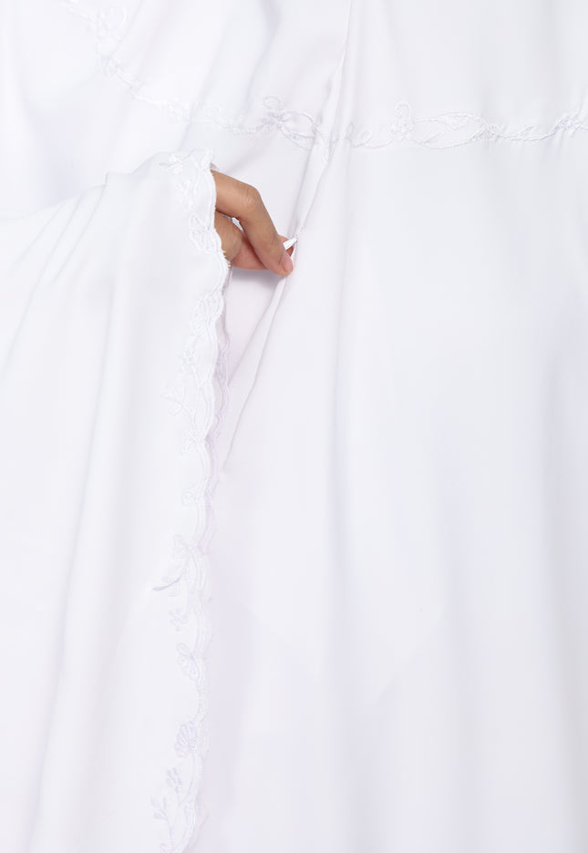Faraza Zahra Telekung Yasmeen (Soft Silk) in Pure White