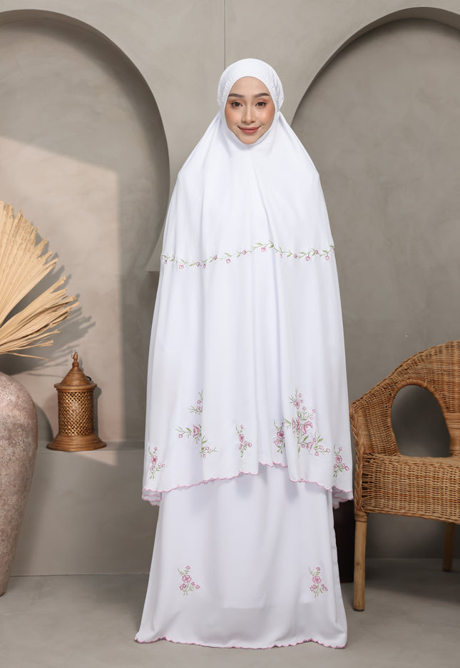 Faraza Zahra Telekung Rosella in White (Putih)