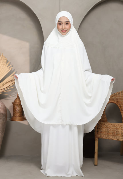 Faraza Zahra Telekung Yasmeen (Soft Silk) in Off White