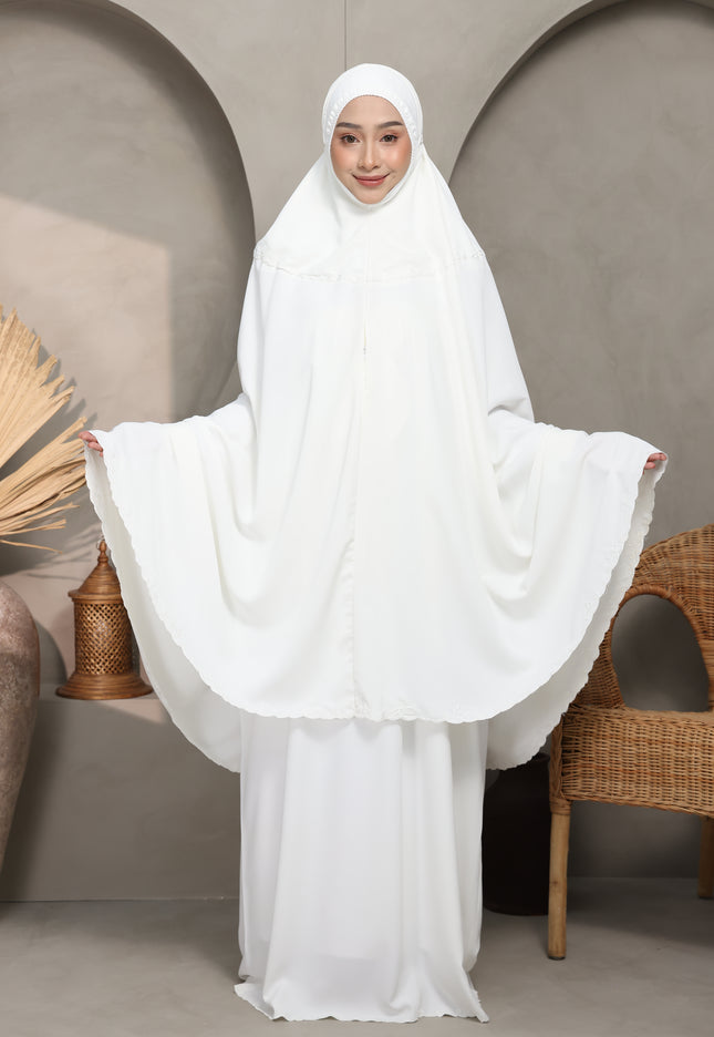 Faraza Zahra Telekung Yasmeen (Soft Silk) in Off White