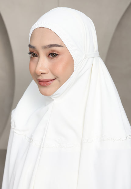 Faraza Zahra Telekung Yasmeen (Soft Silk) in Off White