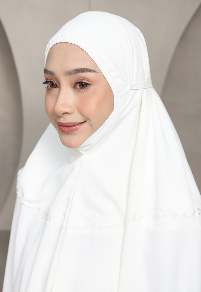 Faraza Zahra Telekung Yasmeen (Soft Silk) in Off White