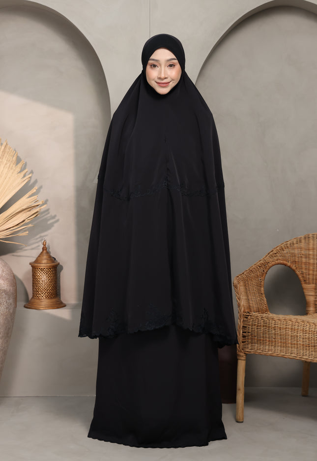 Faraza Zahra Telekung Lateefa-Black