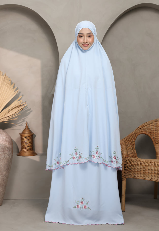 Faraza Zahra Telekung Salwa-Soft Blue
