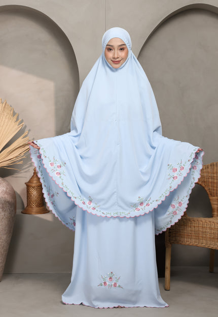 Faraza Zahra Telekung Salwa-Soft Blue