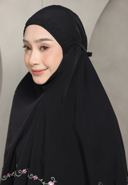 Faraza Zahra Telekung Rosella in Black (Hitam) Sulam Tebuk
