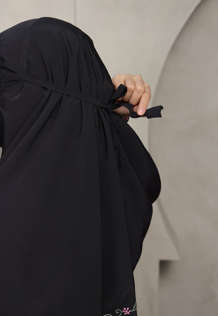 Faraza Zahra Telekung Rosella in Black (Hitam) Sulam Tebuk