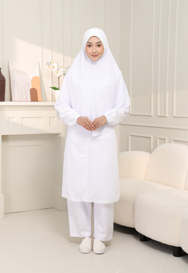 Faraza Zahra Jubah Seluar Umrah - Sulam Penuh