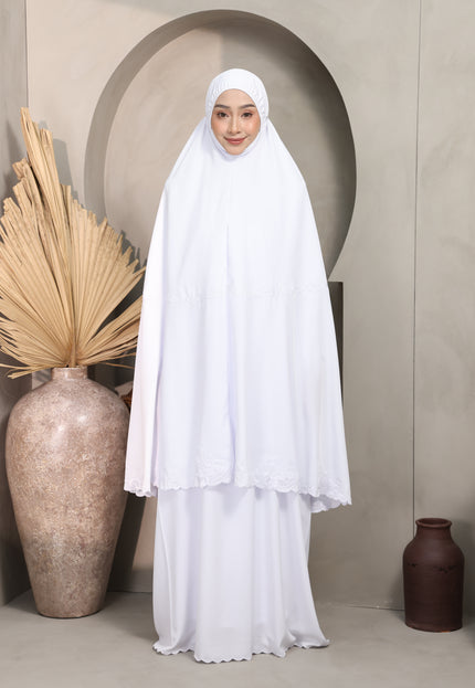 Faraza Zahra Telekung Lateefa-White