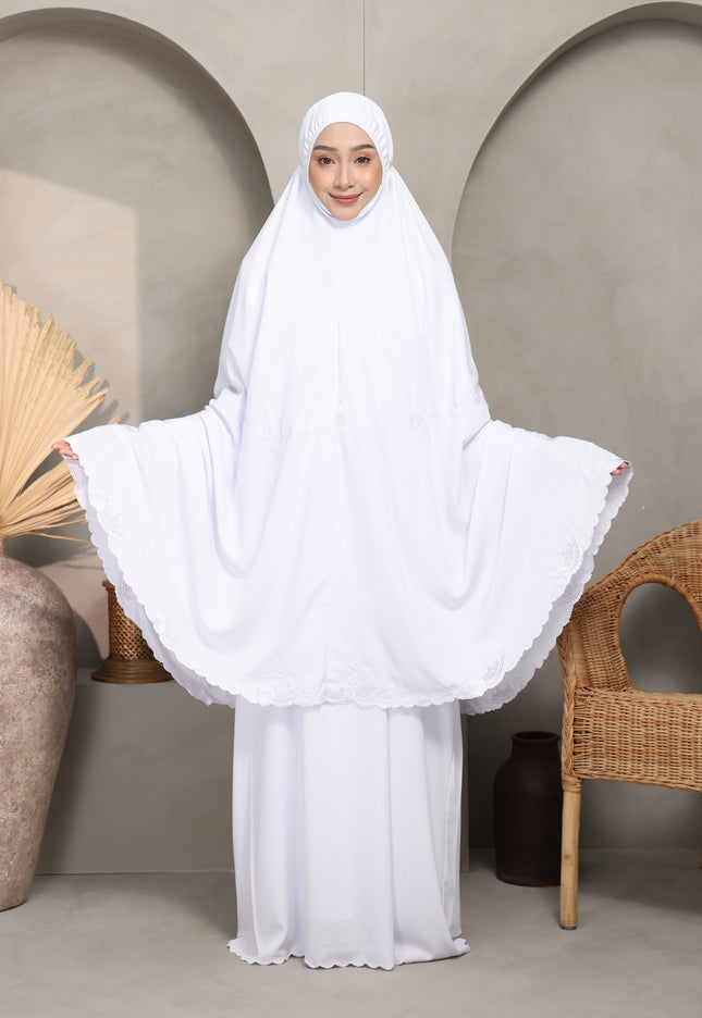 Faraza Zahra Telekung Lateefa-White