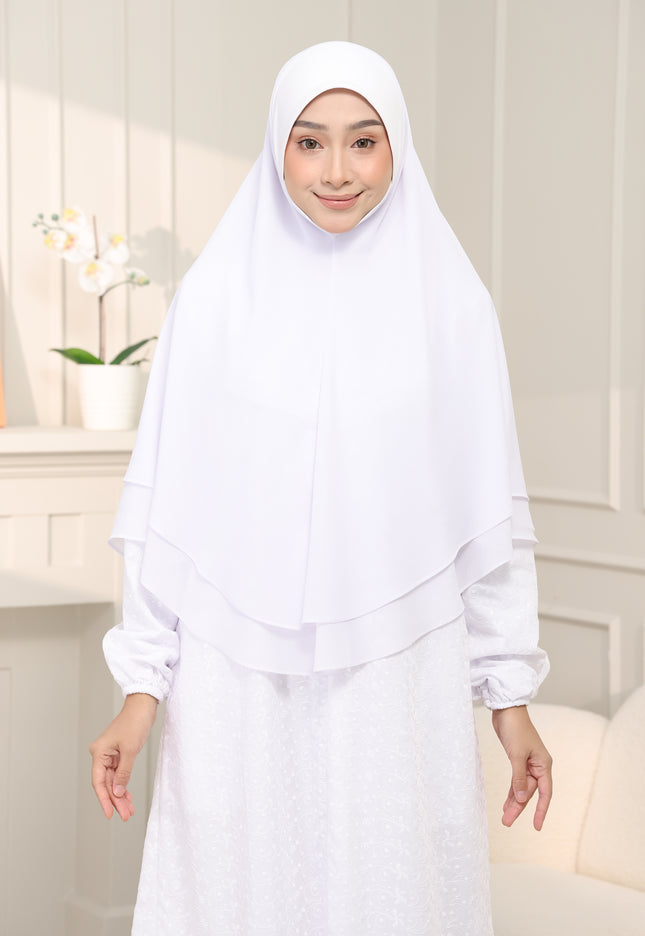 Faraza Zahra Khimar/Tudung Umrah Haji -  Eksklusif 2 Layer Chiffon Premium