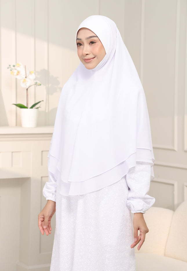 Faraza Zahra Khimar/Tudung Umrah Haji -  Eksklusif 2 Layer Chiffon Premium