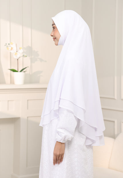 Faraza Zahra Khimar/Tudung Umrah Haji -  Eksklusif 2 Layer Chiffon Premium