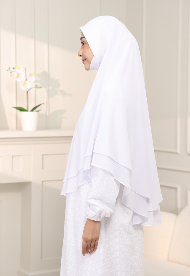 Faraza Zahra Khimar/Tudung Umrah Haji -  Eksklusif 2 Layer Chiffon Premium