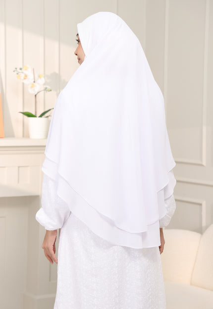 Faraza Zahra Khimar/Tudung Umrah Haji -  Eksklusif 2 Layer Chiffon Premium