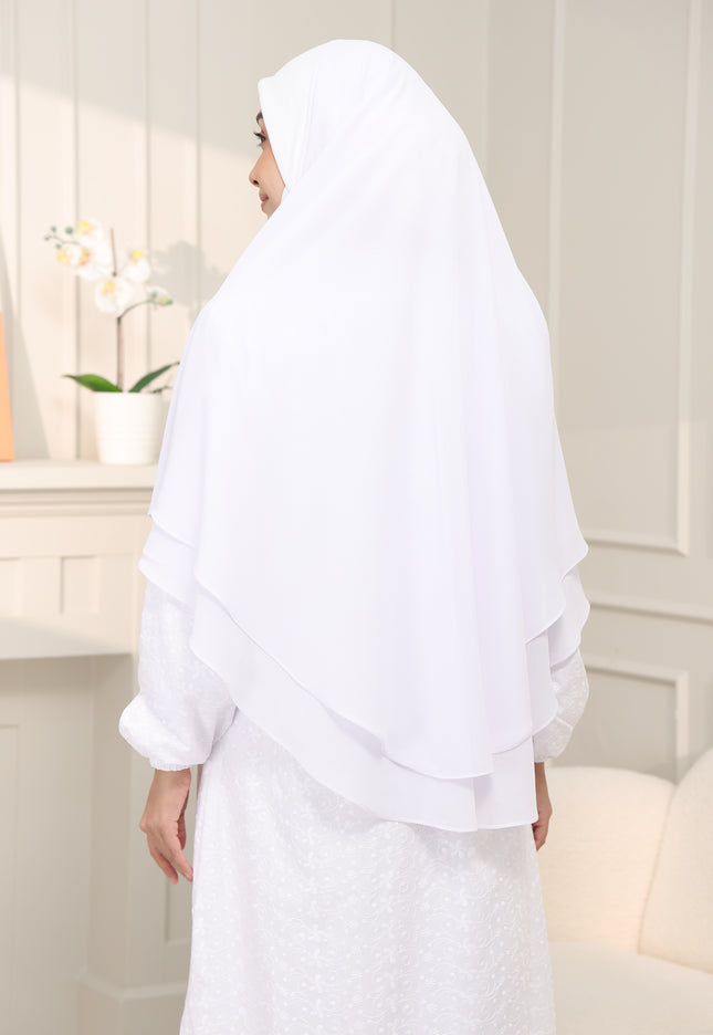 Faraza Zahra Khimar/Tudung Umrah Haji -  Eksklusif 2 Layer Chiffon Premium