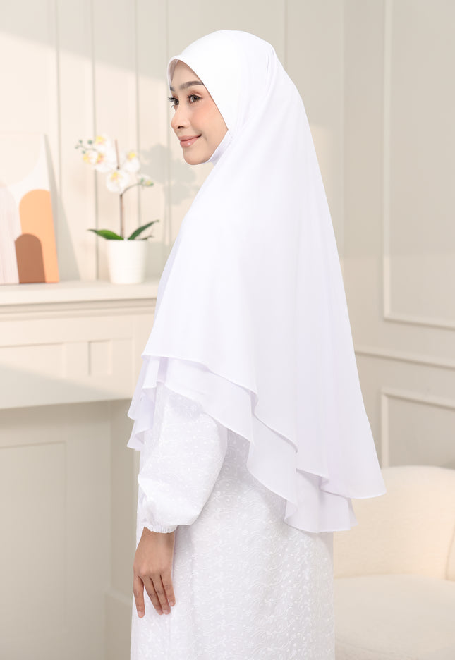 Faraza Zahra Khimar/Tudung Umrah Haji -  Eksklusif 2 Layer Chiffon Premium