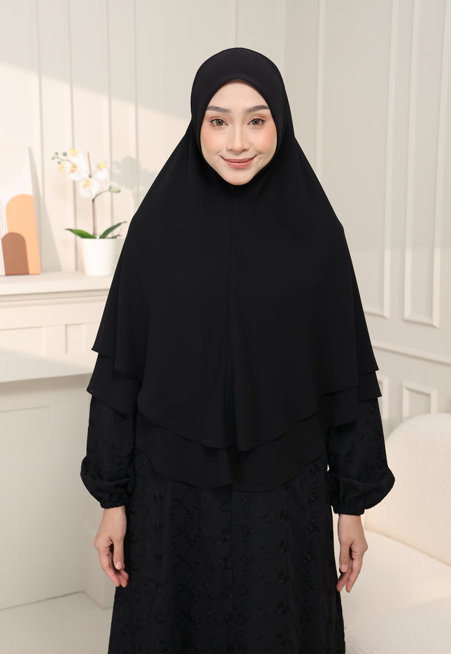 Faraza Zahra Khimar/Tudung Umrah Haji -  Eksklusif 2 Layer Chiffon Premium