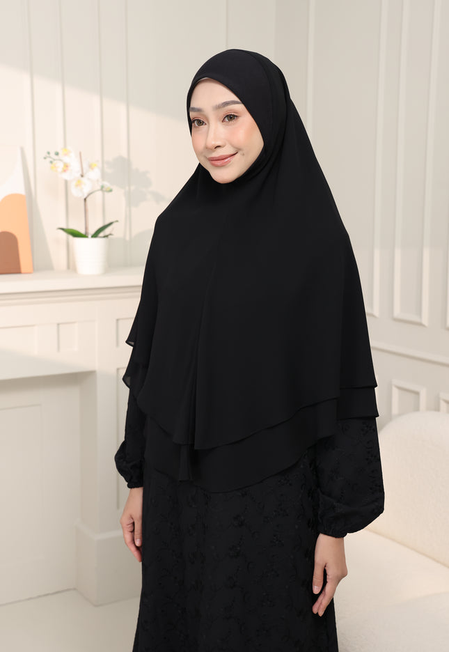 Faraza Zahra Khimar/Tudung Umrah Haji -  Eksklusif 2 Layer Chiffon Premium