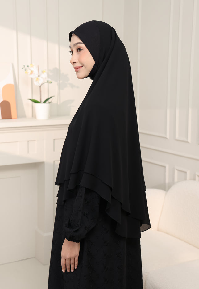 Faraza Zahra Khimar/Tudung Umrah Haji -  Eksklusif 2 Layer Chiffon Premium