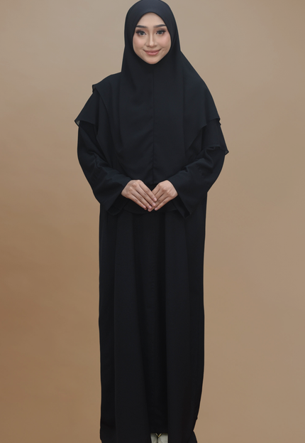 Faraza Zahra Jubah Abaya Umrah - Abaya Safieyah in Black(Hitam)