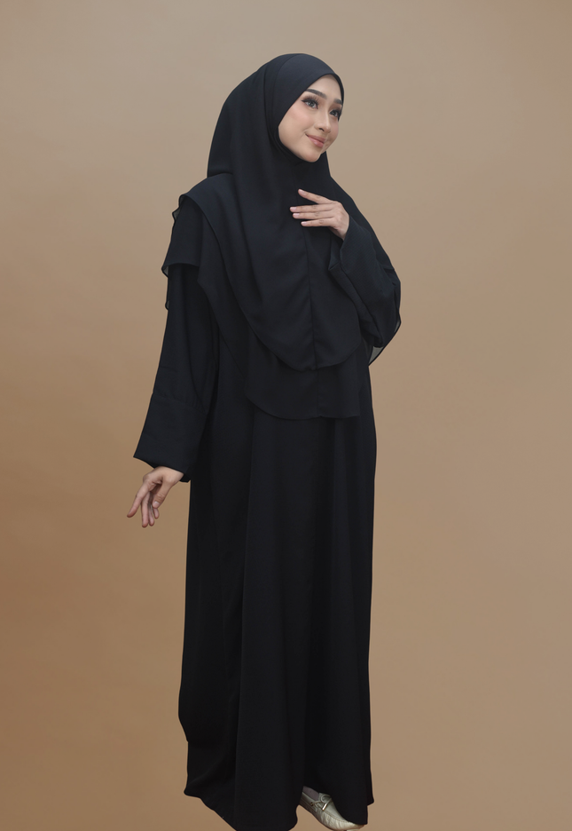 Faraza Zahra Jubah Abaya Umrah - Abaya Safieyah in Black(Hitam)