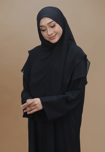 Faraza Zahra Jubah Abaya Umrah - Abaya Safieyah in Black(Hitam)