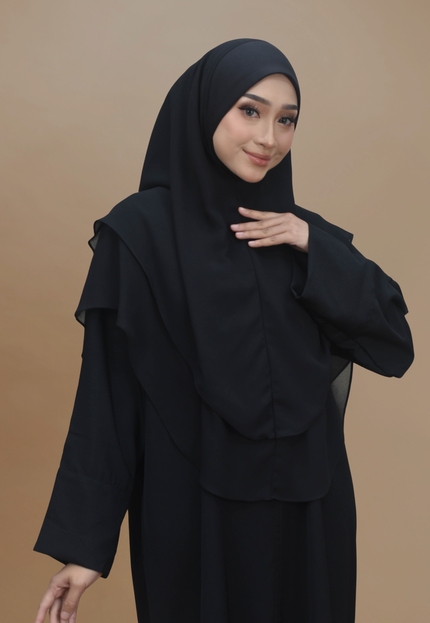 Faraza Zahra Jubah Abaya Umrah - Abaya Safieyah in Black(Hitam)