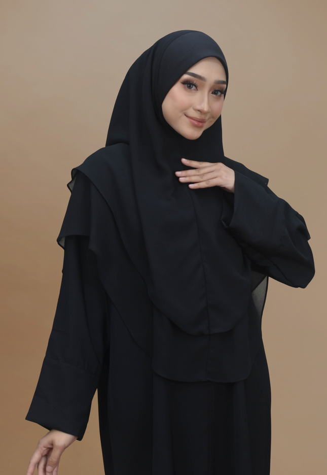 Faraza Zahra Jubah Abaya Umrah - Abaya Safieyah in Black(Hitam)