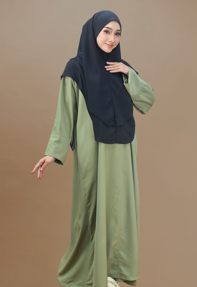 Faraza Zahra Jubah Abaya Umrah - Abaya Safieyah in Moss Green