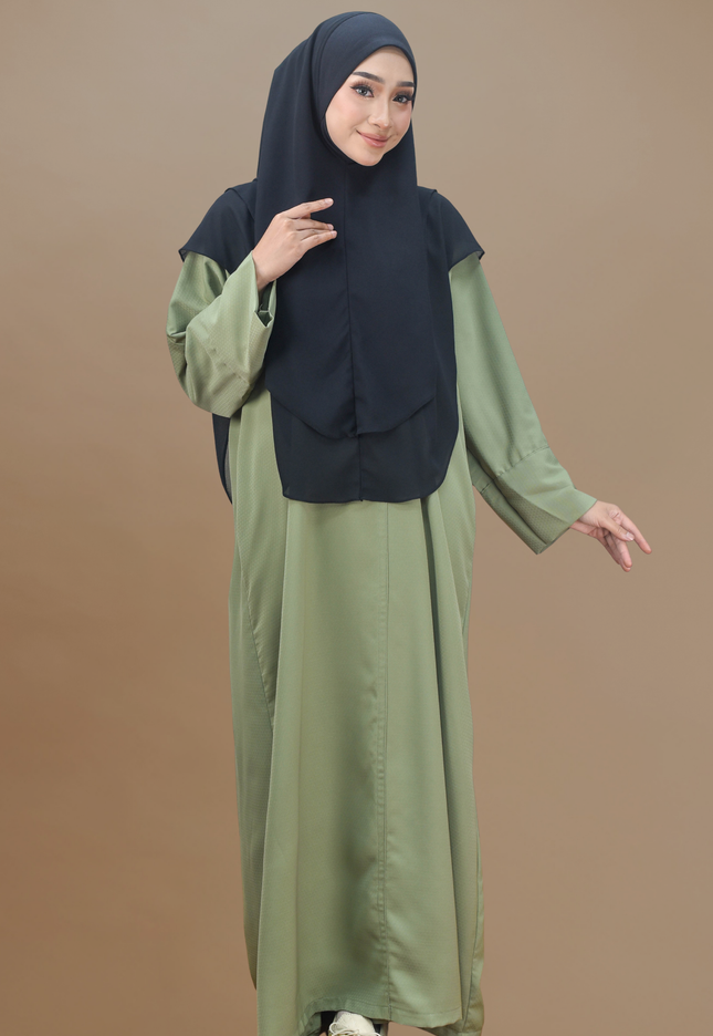 Faraza Zahra Jubah Abaya Umrah - Abaya Safieyah in Moss Green