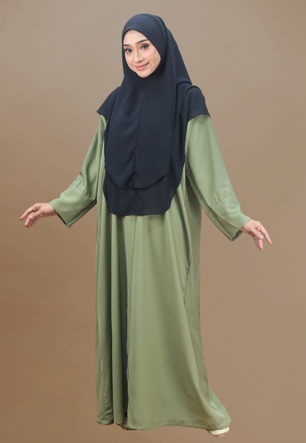Faraza Zahra Jubah Abaya Umrah - Abaya Safieyah in Moss Green