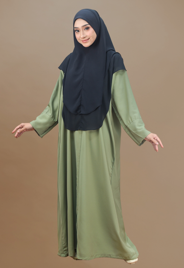Faraza Zahra Jubah Abaya Umrah - Abaya Safieyah in Moss Green