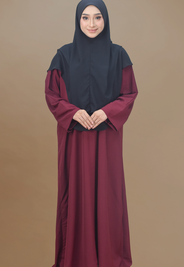 Faraza Zahra Jubah Abaya Umrah - Abaya Safieyah in Maroon