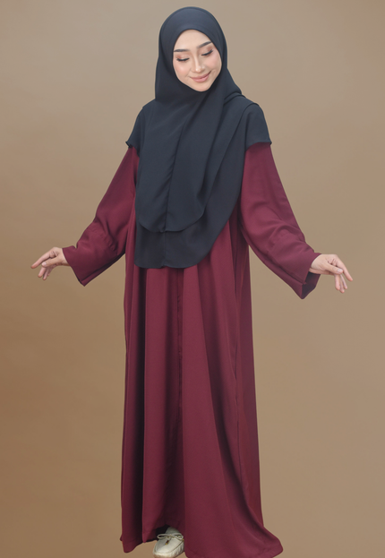 Faraza Zahra Jubah Abaya Umrah - Abaya Safieyah in Maroon