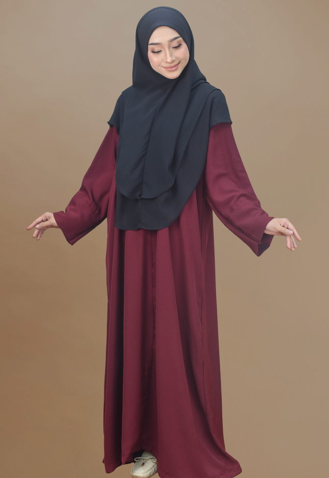 Faraza Zahra Jubah Abaya Umrah - Abaya Safieyah in Maroon