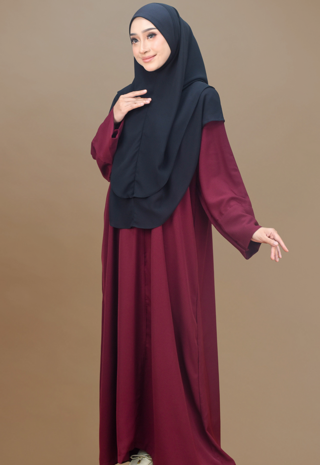Faraza Zahra Jubah Abaya Umrah - Abaya Safieyah in Maroon