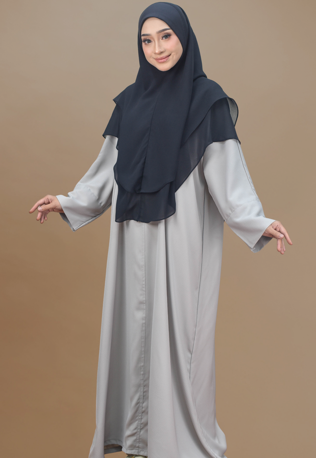 Faraza Zahra Jubah Abaya Umrah - Abaya Safieyah in Light Grey