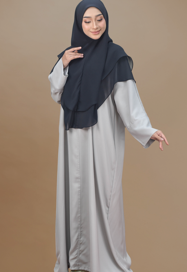 Faraza Zahra Jubah Abaya Umrah - Abaya Safieyah in Light Grey