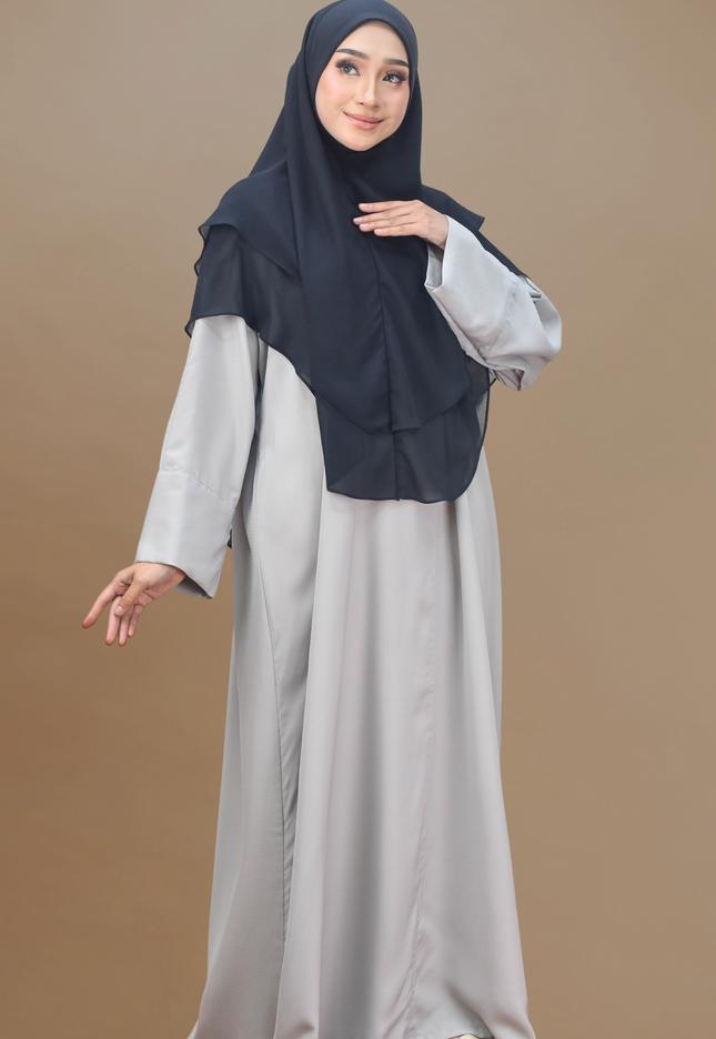 Faraza Zahra Jubah Abaya Umrah - Abaya Safieyah in Light Grey