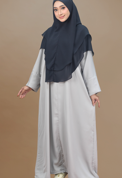 Faraza Zahra Jubah Abaya Umrah - Abaya Safieyah in Light Grey