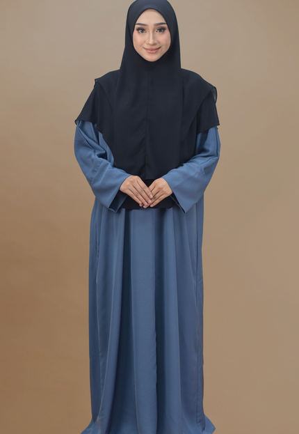 Faraza Zahra Jubah Abaya Umrah - Abaya Safieyah in Blue Denim
