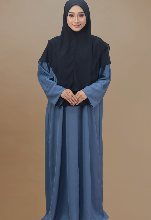 Faraza Zahra Jubah Abaya Umrah - Abaya Safieyah in Blue Denim
